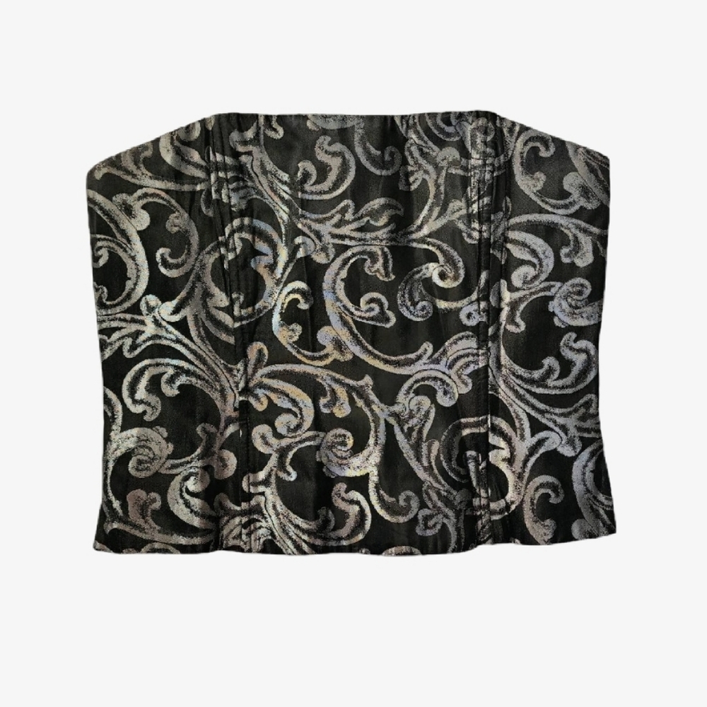 Vintage Black and Silver Brocade Corset